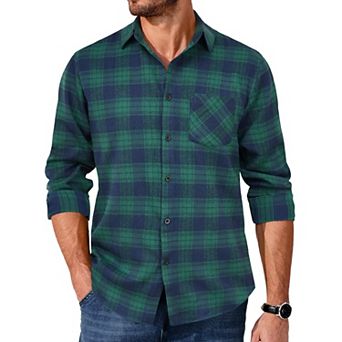 COOFANDY Mens Button Up Christmas Shirts Long Sleeve Flannel Jacket Plaid Casual Fall Shirt Jacket