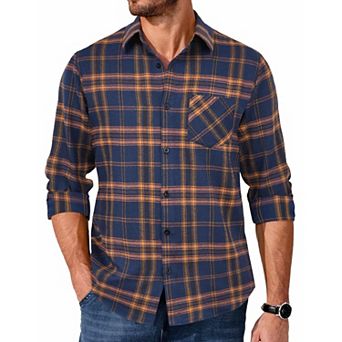 COOFANDY Mens Button Up Christmas Shirts Long Sleeve Flannel Jacket Plaid Casual Fall Shirt Jacket