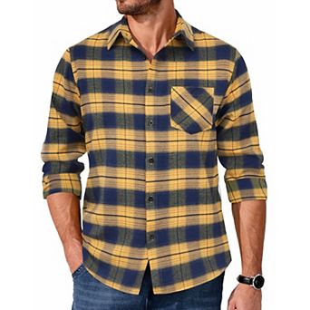 COOFANDY Mens Button Up Christmas Shirts Long Sleeve Flannel Jacket Plaid Casual Fall Shirt Jacket