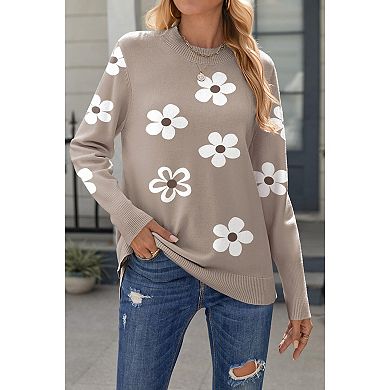 Zeagoo Womens Sweaters Crewneck Loose Side Button Slit Long Sleeve Tunic Knit Pullover Tops