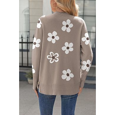 Zeagoo Womens Sweaters Crewneck Loose Side Button Slit Long Sleeve Tunic Knit Pullover Tops