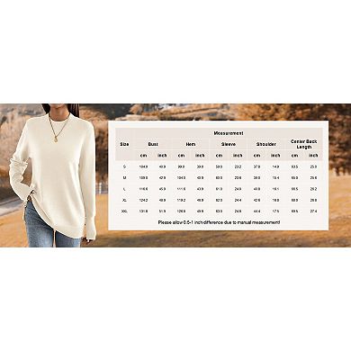 Zeagoo Womens Sweaters Crewneck Loose Side Button Slit Long Sleeve Tunic Knit Pullover Tops