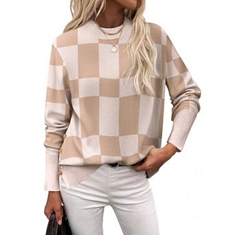Zeagoo Womens Sweaters Crewneck Loose Side Button Slit Long Sleeve Tunic Knit Pullover Tops