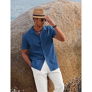 COOFANDY Men' Linen Sets Summer Beach 2 Piece Outfits Button Down Shirts and Pants Vacation Outfits