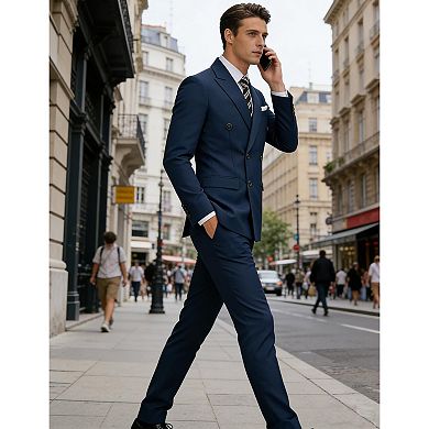 COOFANDY Men' 2 Piece Double Breasted Suits Slim Fit Tuxedo Jacket and Dress Pants Set for Wedding