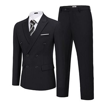 COOFANDY Men' 2 pc Double Breasted Suits Slim Fit Tuxedo Jacket and Dress Pants Set for Wedding