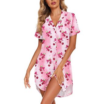 Ekouaer Women's Cotton Button Down Nightgown Soft Sleepshirt Night Dress