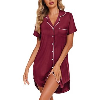 Ekouaer Women's Cotton Button Down Nightgown Soft Sleepshirt Night Dress