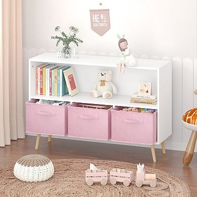 Kids Bookcase with Collapsible Fabric Drawers