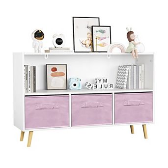 Kids Bookcase with Collapsible Fabric Drawers