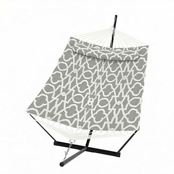 2 Person Outdoor Double Hammock with Steel Stand and Pillow 450 LBS Capacity