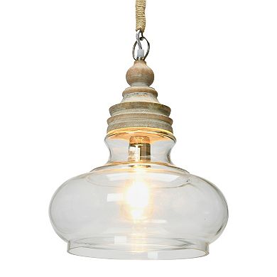 Hello Honey Distressed Mango Wood Ceiling Light, Cream and Natural