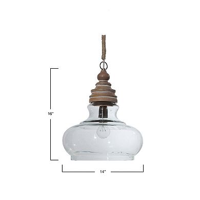 Hello Honey Distressed Mango Wood Ceiling Light, Cream and Natural