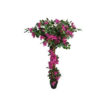 Bougainvillea Artificial Tree with Flowers in Pot, Realistic Faux Plant for Home & Office