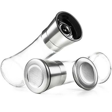 Premium Stainless Steel Salt and Pepper Grinder Vintage Glass Bottle