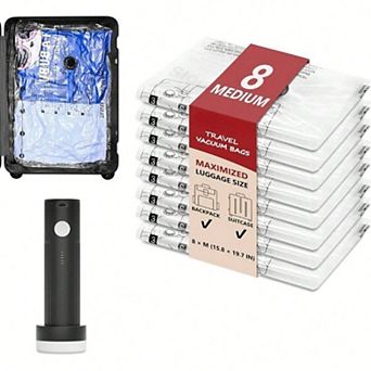 Travel Vacuum Bags with Rechargeable Pump for Space Saver Packing