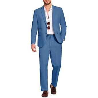 COOFANDY Men' 2 pc Cotton Linen Suit Slim Fit Casual Wedding Groomsmen Tuxedo Prom Party Jacket