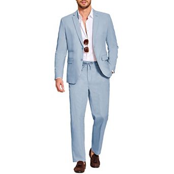 COOFANDY Men' 2 pc Cotton Linen Suit Slim Fit Casual Wedding Groomsmen Tuxedo Prom Party Jacket