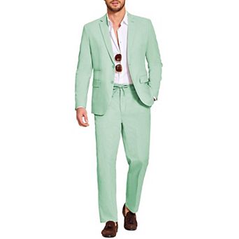 COOFANDY Men' 2 pc Cotton Linen Suit Slim Fit Casual Wedding Groomsmen Tuxedo Prom Party Jacket