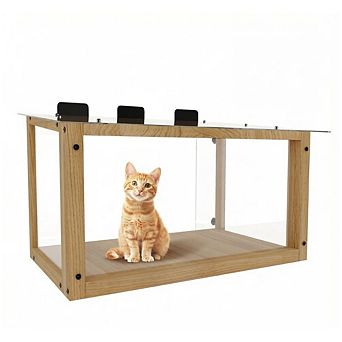 IFMALL Weatherproof Acrylic Window Perch Enclosure for Indoor Cats Observation