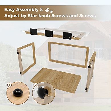 IFMALL Weatherproof Acrylic Window Perch Enclosure for Indoor Cats Observation