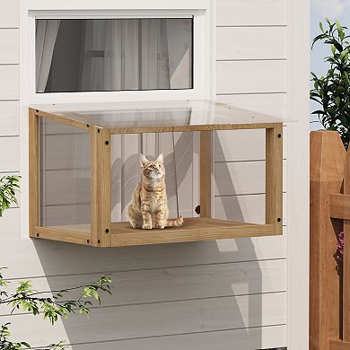 IFMALL Weatherproof Acrylic Window Perch Enclosure for Indoor Cats Observation