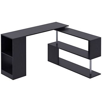L-Shaped Computer Desk with Large Desktop for Home Office or Study - Black