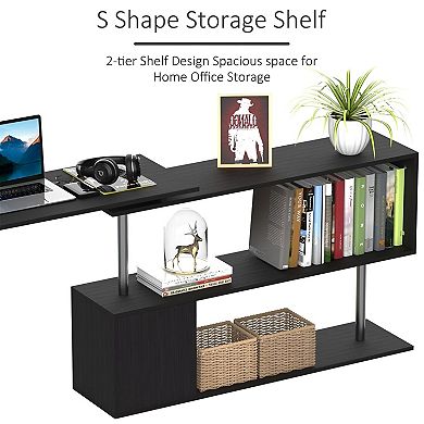 L-Shaped Computer Desk with Large Desktop for Home Office or Study - Black