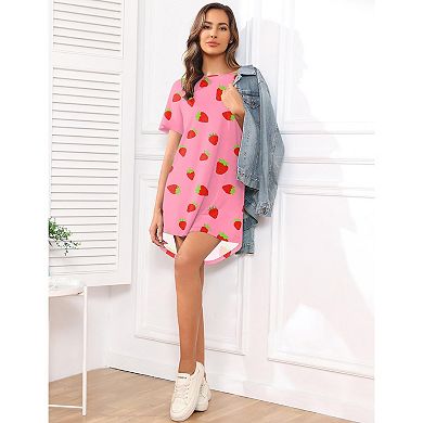 Ekouaer Sleep Shirts for Women Short Sleeve Night Shirts for Sleeping Pullover Nightgown Soft