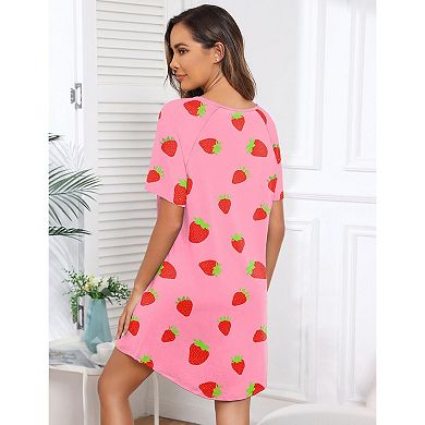 Ekouaer Sleep Shirts for Women Short Sleeve Night Shirts for Sleeping Pullover Nightgown Soft