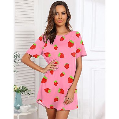 Ekouaer Sleep Shirts for Women Short Sleeve Night Shirts for Sleeping Pullover Nightgown Soft