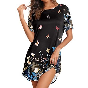 Ekouaer Sleep Shirts for Women Short Sleeve Night Shirts for Sleeping Pullover Nightgown Soft