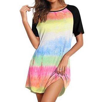 Ekouaer Sleep Shirts for Women Short Sleeve Night Shirts for Sleeping Pullover Nightgown Soft
