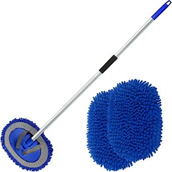 62" Microfiber Car Wash Brush with Long Handle, Scratch-Free Chenille Replacement Head Kit