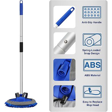 62" Microfiber Car Wash Brush with Long Handle, Scratch-Free Chenille Replacement Head Kit
