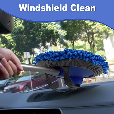 62" Microfiber Car Wash Brush with Long Handle, Scratch-Free Chenille Replacement Head Kit