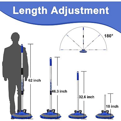 62" Microfiber Car Wash Brush with Long Handle, Scratch-Free Chenille Replacement Head Kit