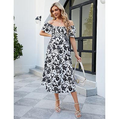 Women's Maternity Short Sleeve Midi Dress