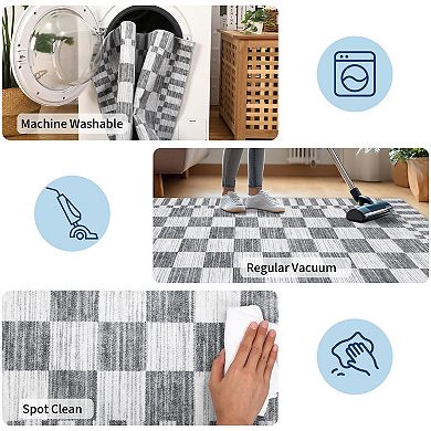Modern Area Rug Machine Washable Non Shedding Stain Resistant Floor Cover for Living Room Laundry