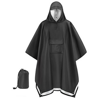 COOFANDY Hooded Rain Poncho for Adult With Pocket Waterproof Lightweight Raincoat Rain Gear Travel