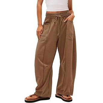 Barrel Sweatpants Women Baggy Drawstring High Waisted Wide Leg Pants Summer Sweatpants with Pockets