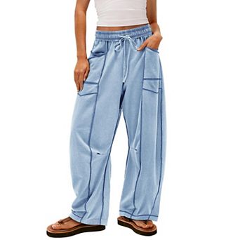Barrel Sweatpants Women Baggy Drawstring High Waisted Wide Leg Pants Summer Sweatpants with Pockets