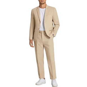 COOFANDY Men' 2 pc Linen Suits Set Regular Fit Casual Linen Lightweight Suit Summer Beach