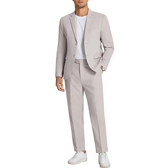 COOFANDY Men' 2 pc Linen Suits Set Regular Fit Casual Linen Lightweight Suit Summer Beach