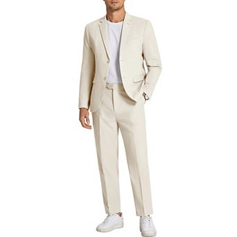 COOFANDY Men' 2 pc Linen Suits Set Regular Fit Casual Linen Lightweight Suit Summer Beach