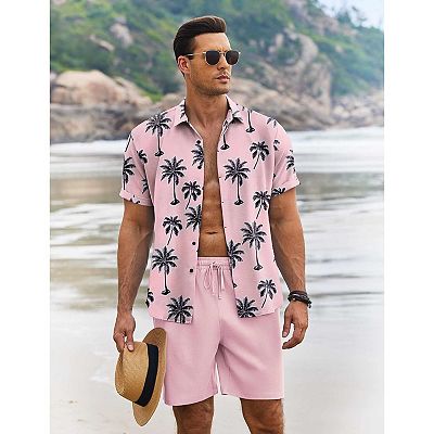summer beach dress for men Mrulic Suits for Men Men Pieces Cotton Linen Set Henley Shirt Long Sleeve And Casual Beach Pants Summer Yoga Outfits Men Suits Light blue + XL