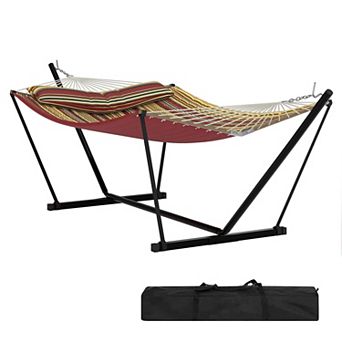 2 Person Outdoor Hammock with Metal Stand Heavy Duty Double Hammock for Patio and Backyard