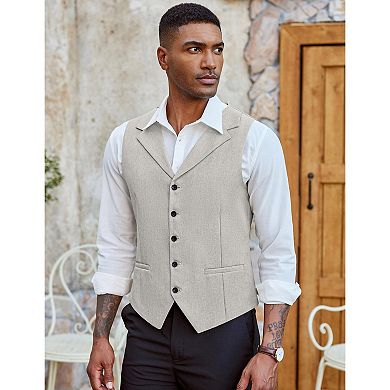 COOFANDY Men' Suit Vests Slim Fit Waistcoat Notch Lapel Casual Formal Vest