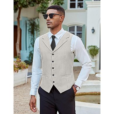 COOFANDY Men' Suit Vests Slim Fit Waistcoat Notch Lapel Casual Formal Vest