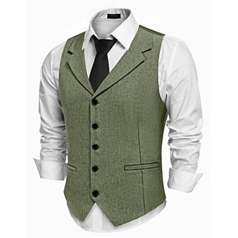 COOFANDY Men' Suit Vests Slim Fit Waistcoat Notch Lapel Casual Formal Vest